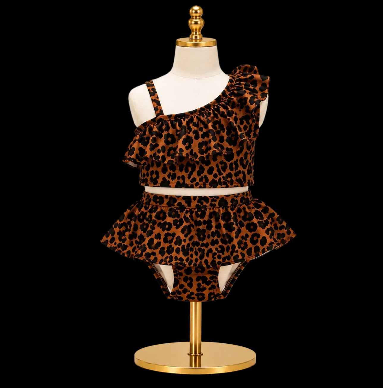 Girls Leopard Print Two-Piece Swimsuit